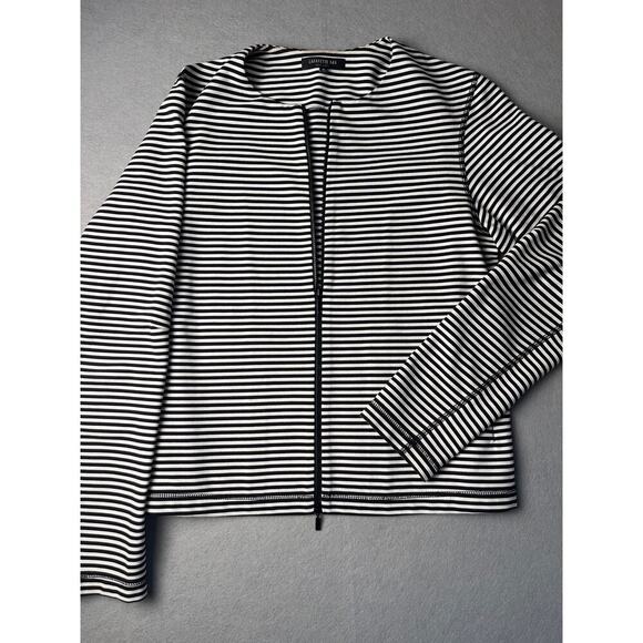 Lafayette 148 B&W striped zip up coat, Size Medium - Picture 1 of 5